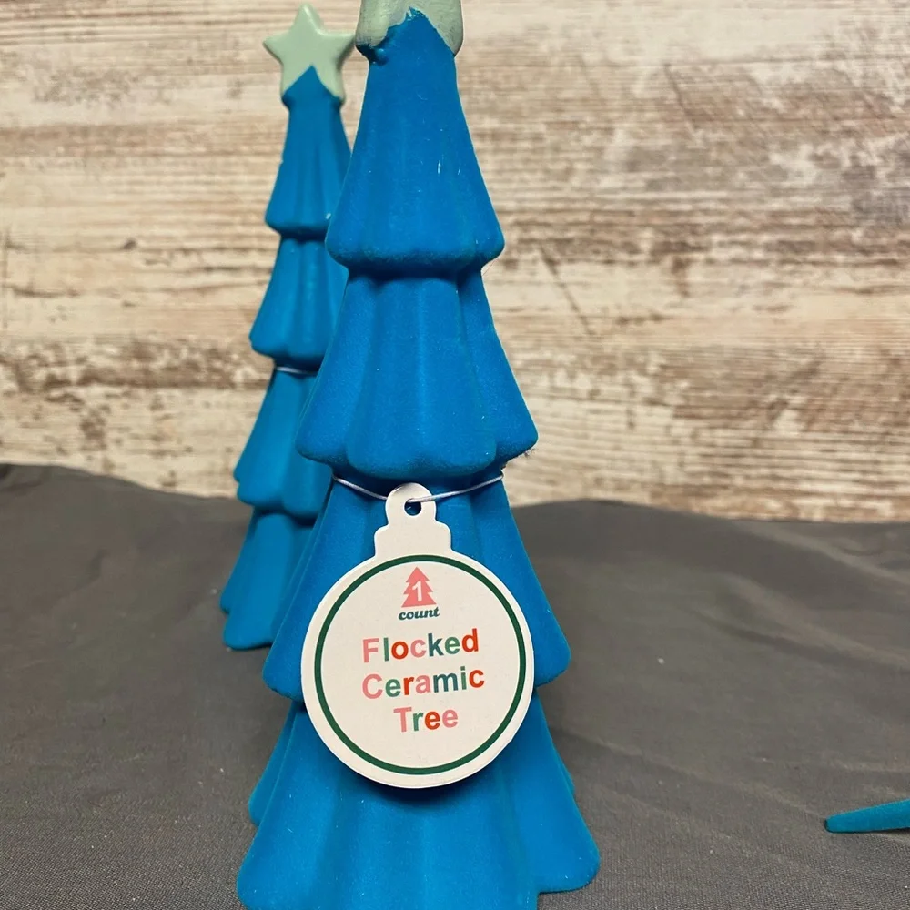 NWT 2024 Target bullseye Blue Ceramic Holiday Tree and Star Set
